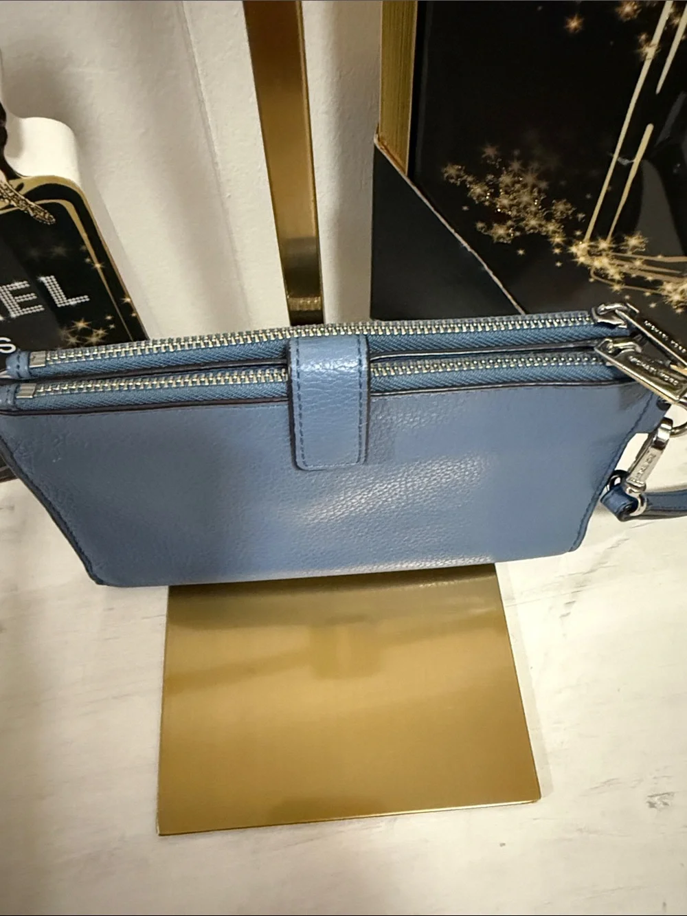 Michael Kors Light Blue Leather Wristlet Wallet